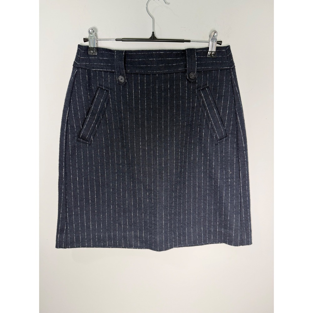 LOFT Petites Grey Pinstripe Wool Blend Mini Skirt Size 2P Professional‎ Office
